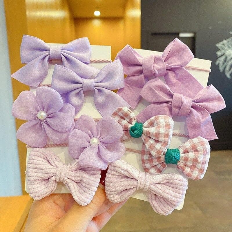 Kit 10 Lacinhos Elástico de Cabelo Infantil com Laço Floral Fashion para Meninas