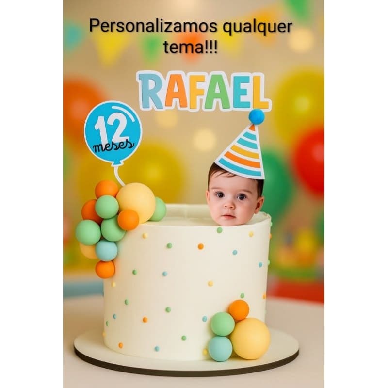 Topo de Bolo Infantil personalizado com Foto, Topo de bolo só um bolinho, rostinho personalizado, aniversário.