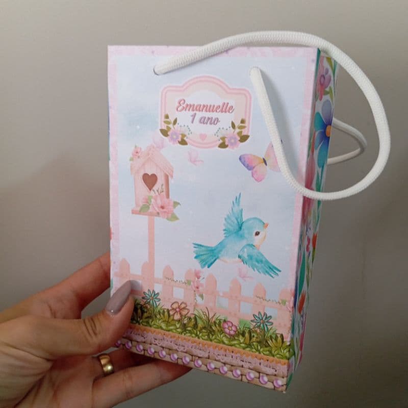 10 | 20 | 30 Sacolinhas Surpresa P 14x9cm Lembrancinha Personalizada Jardim Encantado - PEGUE E MONTE - Com Nome e Idade