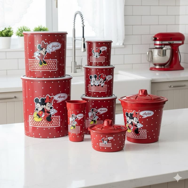 Organizador Kit Mantimentos + Kit Pia Para Alimento Personalizado Minnie Mickey