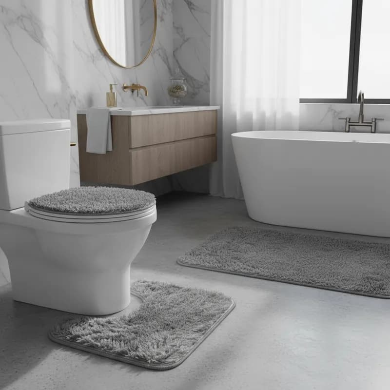 Tapete Banheiro 3 Peças Antiderrapante Veludo Macio Conforto Luxo Jogo Sanitário Higiênico Absorvent