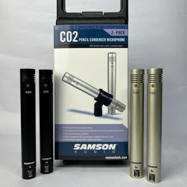 Kit 2x Microfones Samson C02 Condensador Cardioide Diafragma Pequeno Com Nf