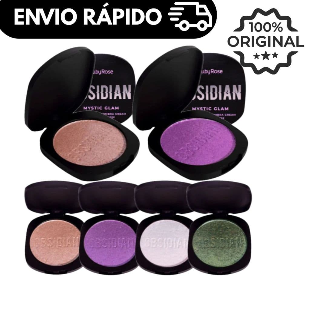 Iluminador e Sombra Ruby Rose Obsidian Cream Mystic Glam HB2600 – Efeito Glow Natural