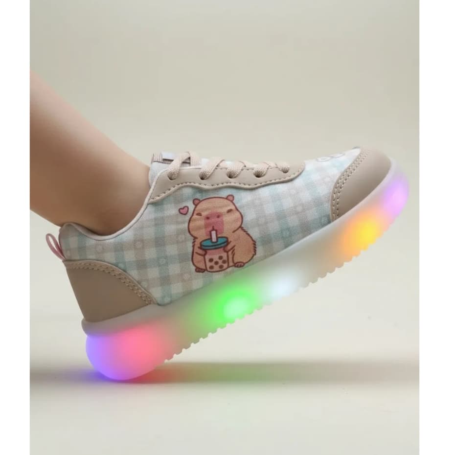 Tênis Infantil Led Capivara Casual Menina