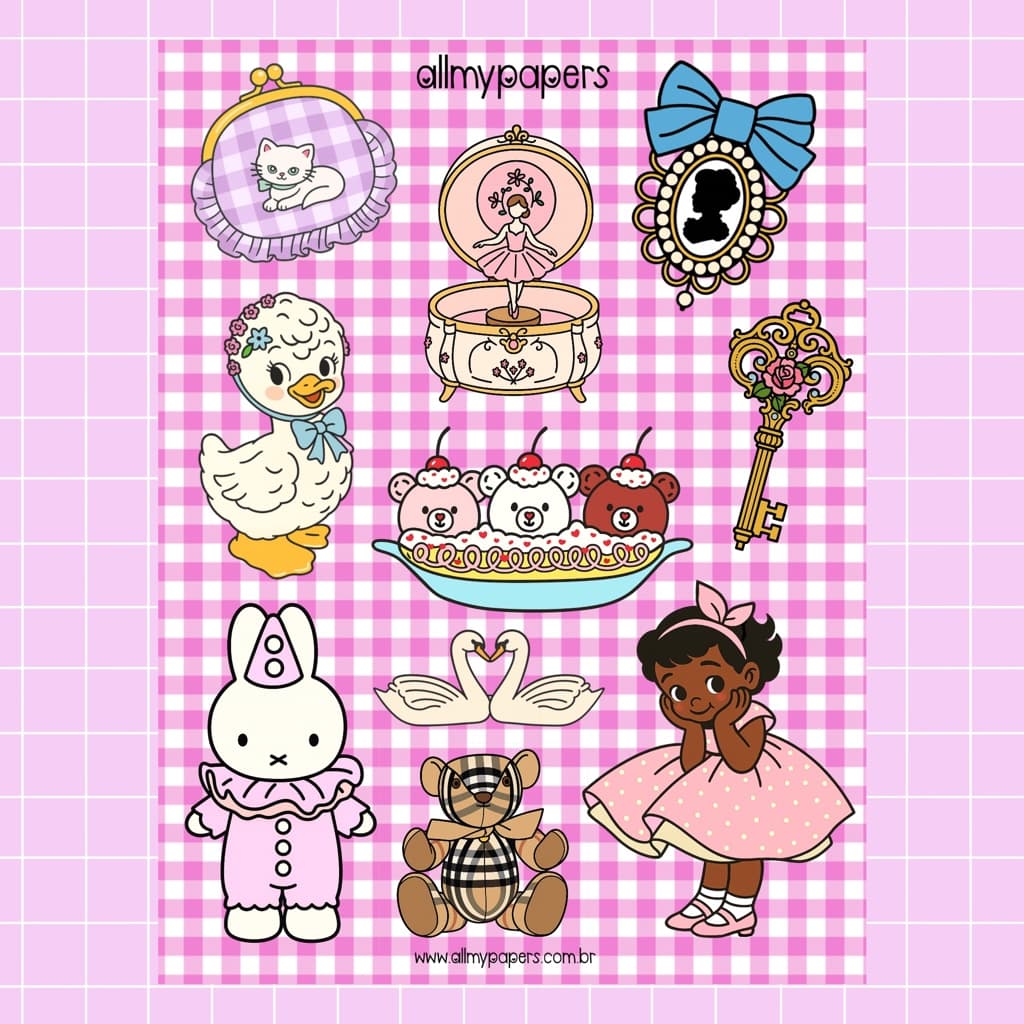 Cartela de Adesivos para Planner Bujo Journal Scrapbook Kindle - All My Papers Coleção Coisinhas #36