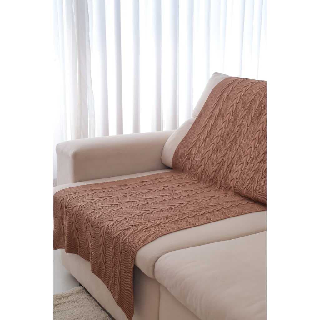 Manta Peseira Para Cama Sofa Quarto Sala Decorativa Tricô 180 x 60 cmm Tranças
