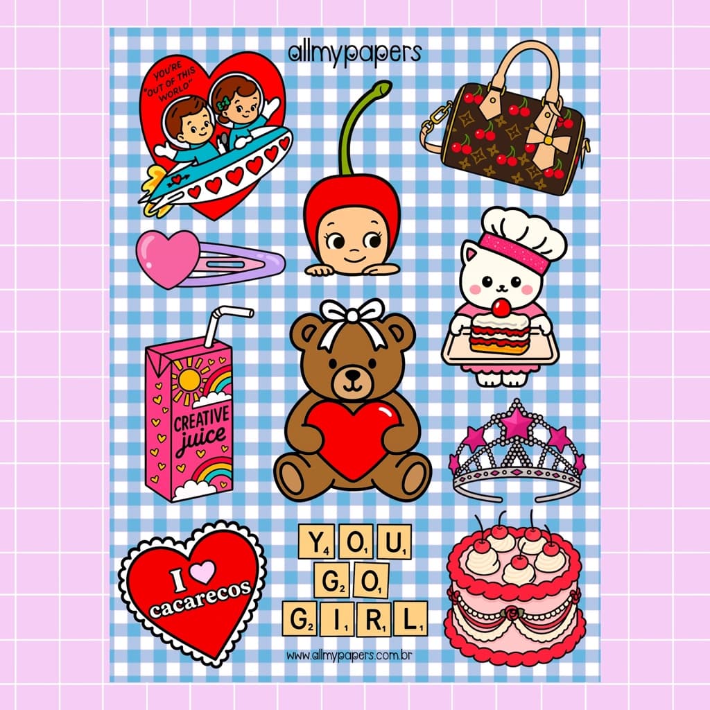 Cartela de Adesivos para Planner Bujo Journal Scrapbook Kindle - All My Papers Coleção Coisinhas #39