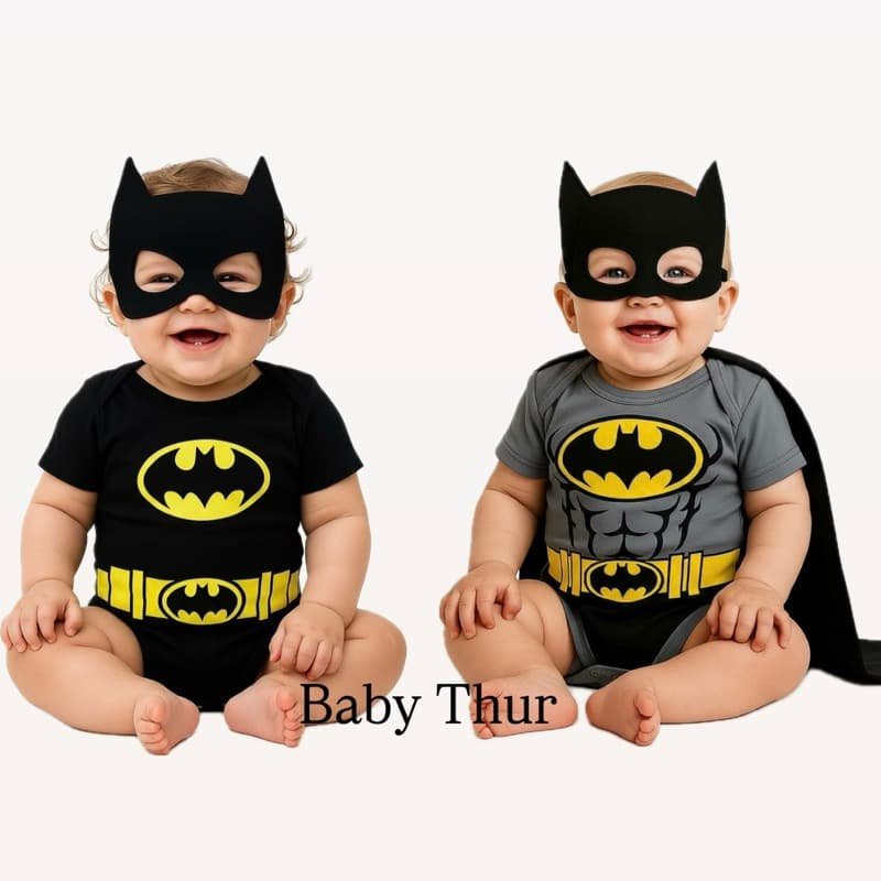 Body tematico Batman nas cores Cinza ou preto menino mesversario do P ao G
