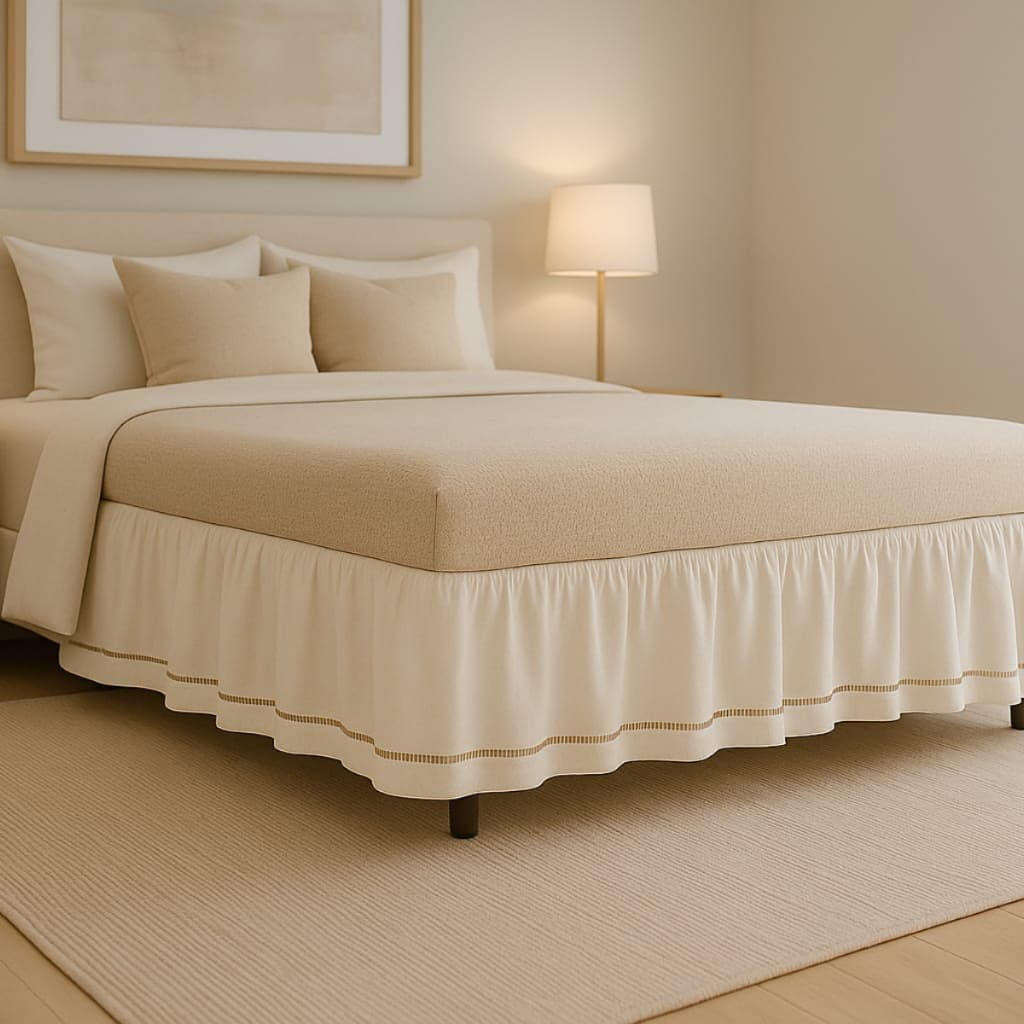 SAIA PARA CAMA BOX KING SIZE PERCAL 180 FIOS DETALHE EM PONTO PALITO
