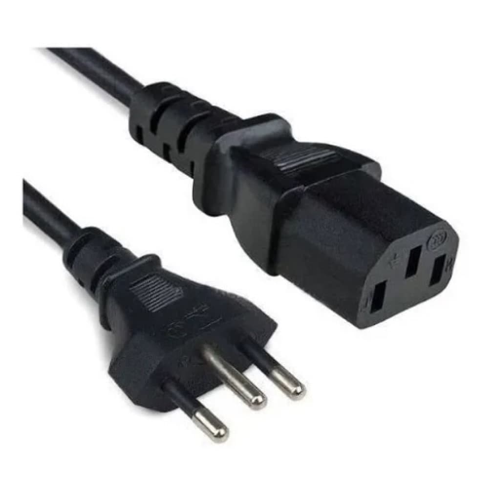 Cabo de Energia Tripolar Padrão Novo 10A 1,5m Para PC Monitor Impressora TV Bivolt