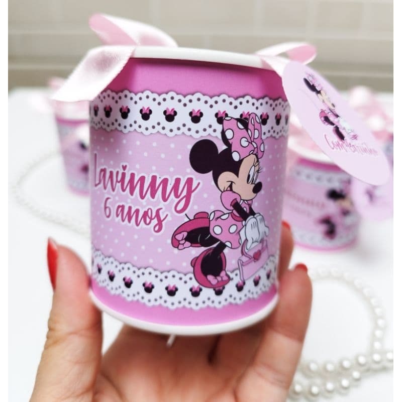 Tubolata Personalizada 7 x 6 Minnie Rosa Lembrancinha Festa Infantil Maternidade Nascimento Minie Bebê