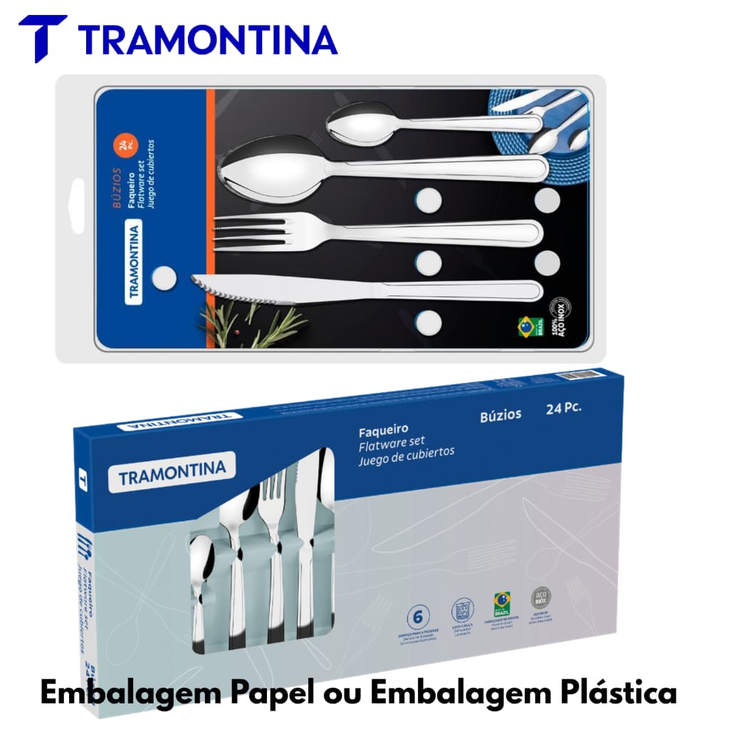 Faqueiro Tramontina Aço Inox Buzios 24 Peças Modelo Presente e Econômico