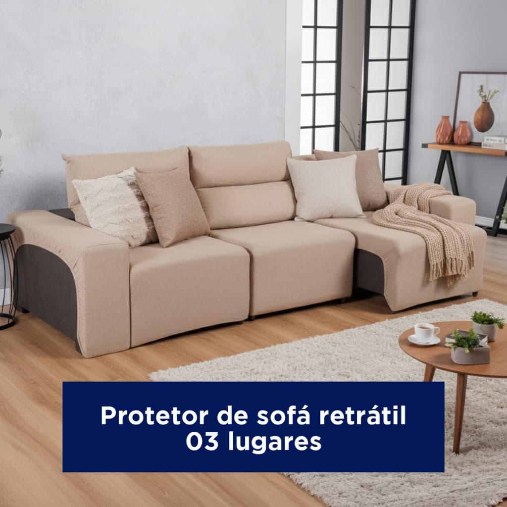 Capa Protetora Sofá Retrátil Reclinável 3 Lugares Luxo Soft Barato Cores Lisas