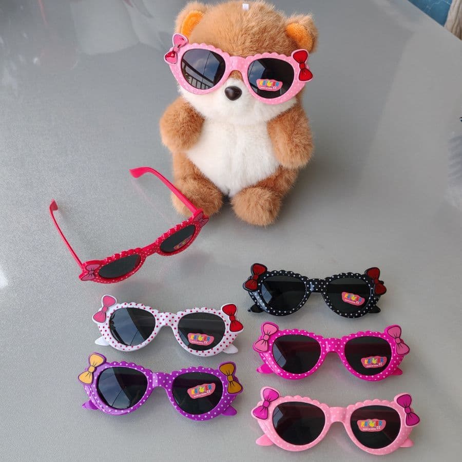 Óculos de Sol infantil da moda modelo bolinha com laço