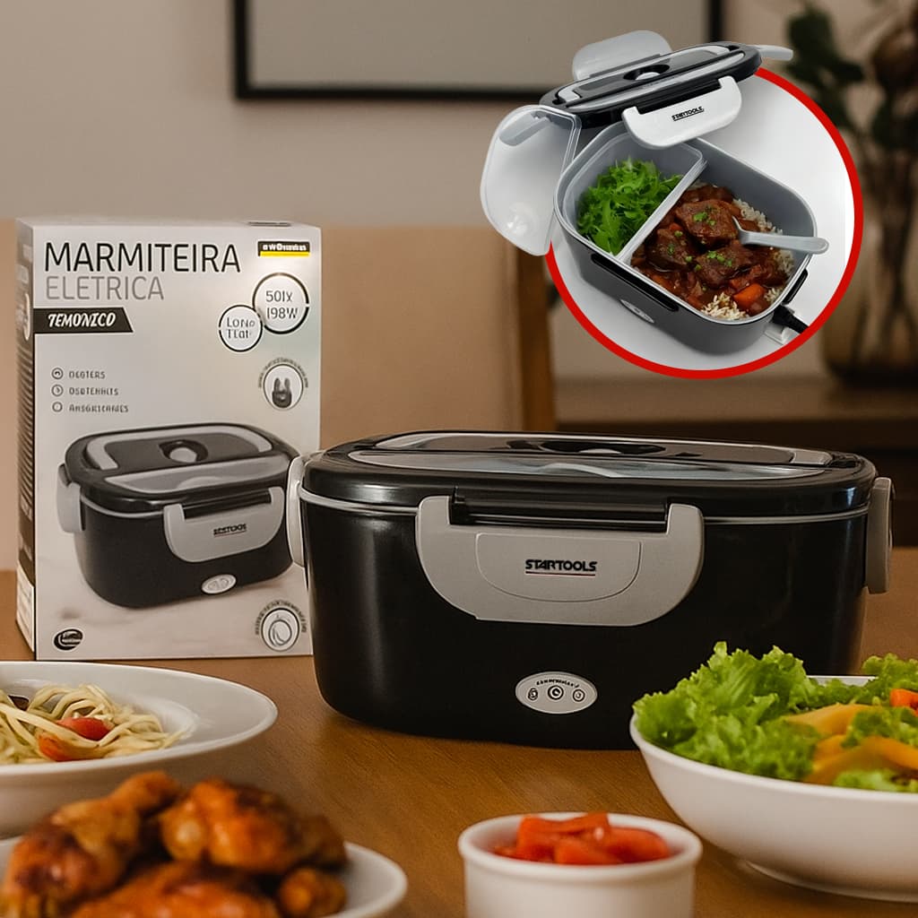 Marmiteira Elétrica Bivolt 60w Marmita Térmica Marmitex Esquenta Alimentos Rápida Prática Tomada Comida Cozinha
