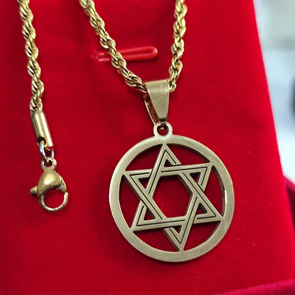 Colar Estrela de Davi Proteção Aço Inoxidável Banhado a Ouro
