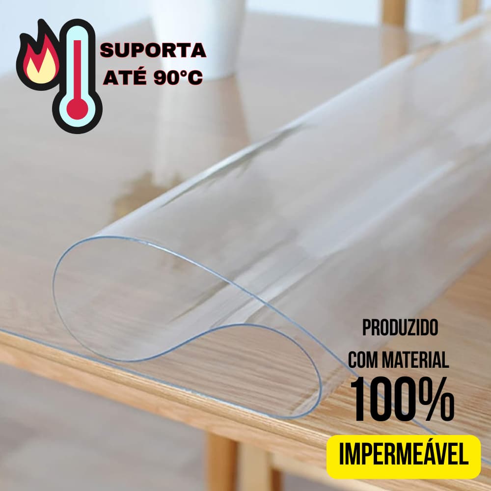 Toalha Protetora de Mesa Transparente PVC Premium, Resistente e Fácil de Limpar 2,4,6 e 8 Lugares
