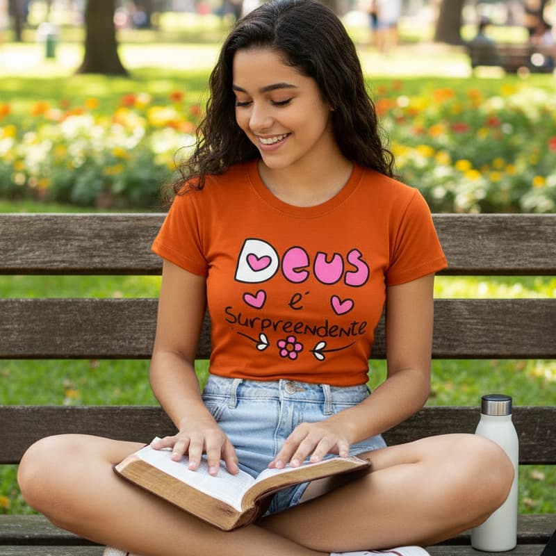 Kit Blusa T Shirt Feminina Cristã Evangélica Radiosa em Malha Suede