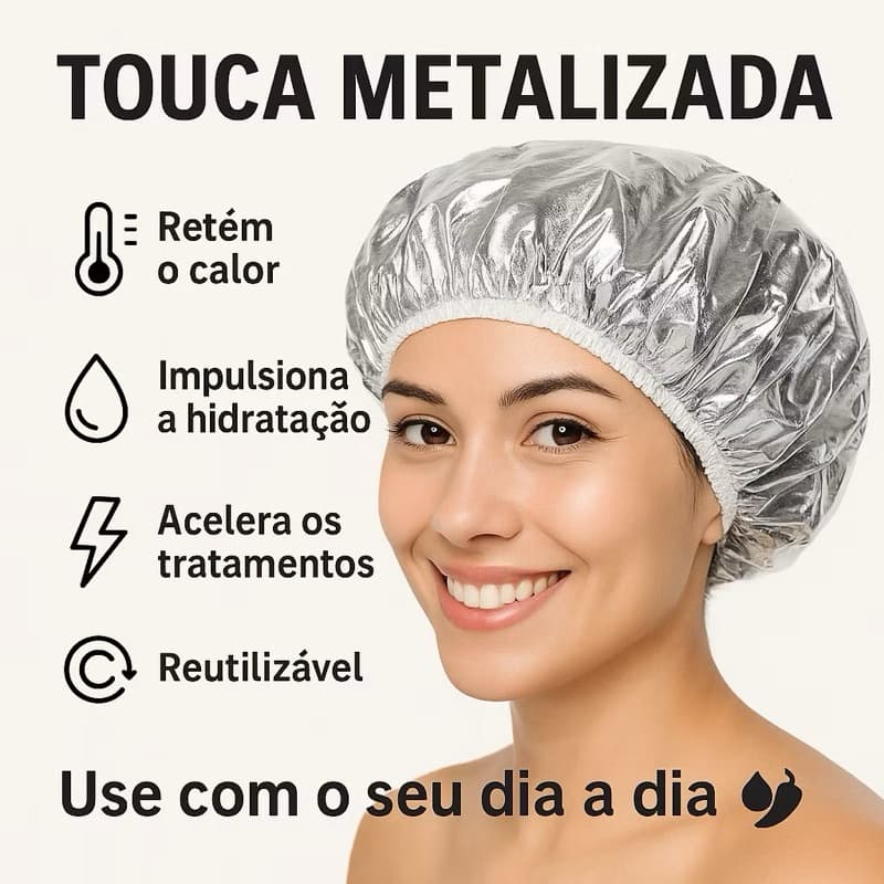 Touca Térmica Metalizada Alumínio para Hidratação Capilar – Tratamento Rápido e Eficiente