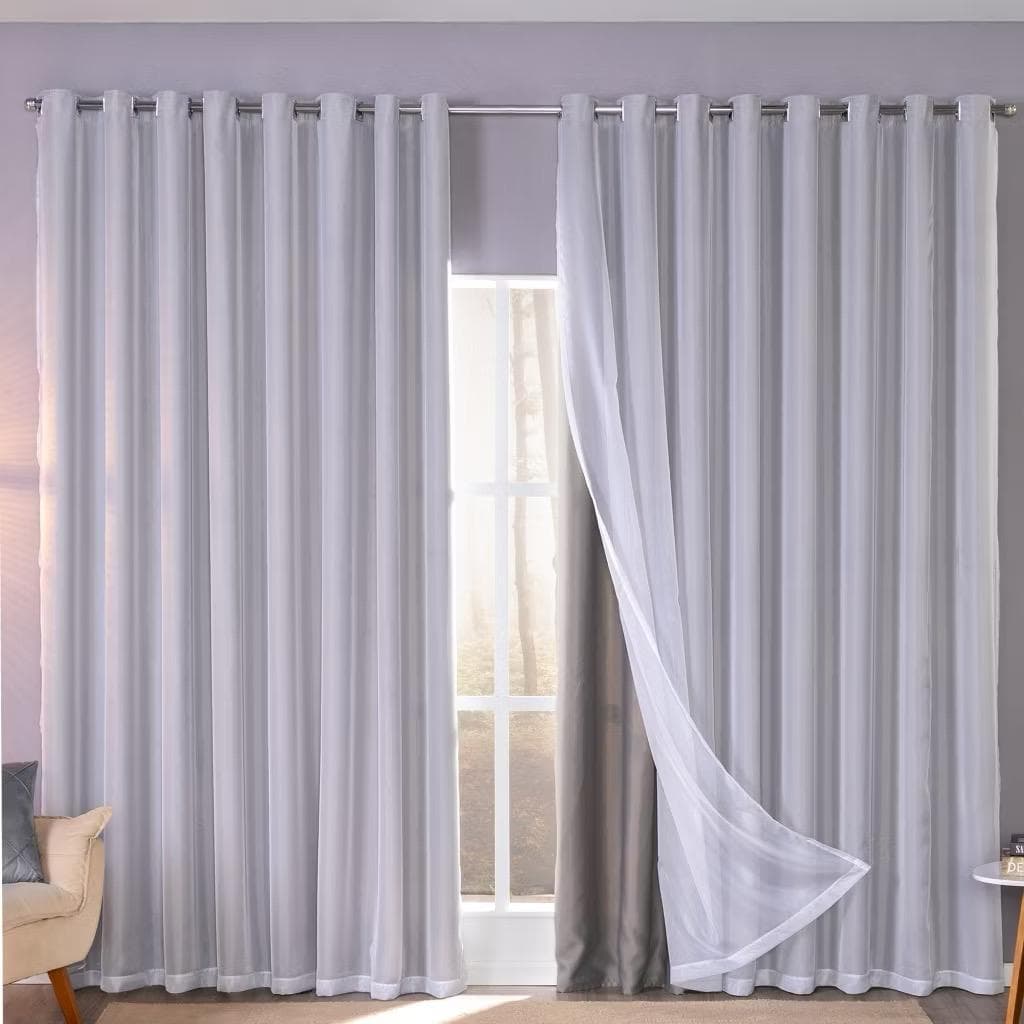 Cortina Blackout com voil para quarto e sala tamanho 3,00 x 2,70