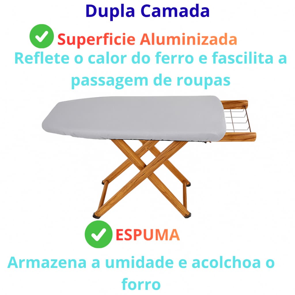 Forro Termico capa para tabua de passar roupas reforçado metalizado mais segurança conforto e agilidade