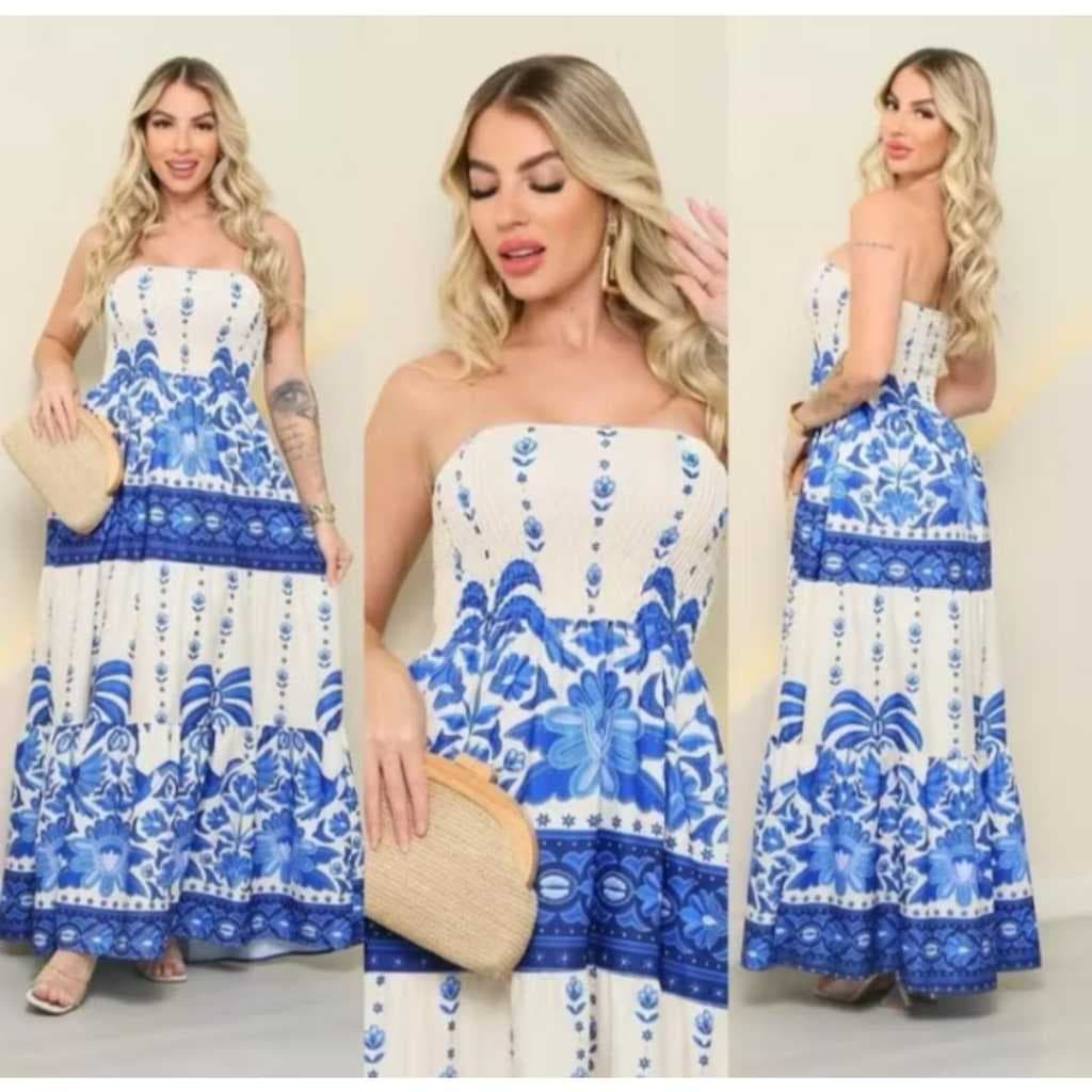 Vestido feminino longo Tomara que Caia com elastex, para Todas as ocasiões Elegante e estiloso tendencia Muito Lndo Verã