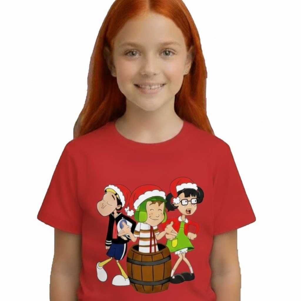 Camiseta camisa blusa Infantil turma do chaves feliz natal unixex
