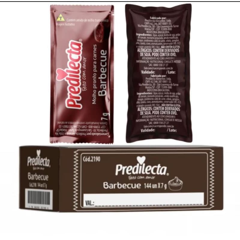Molho Barbecue Sachet Predilecta 1 cx 144uni (1 caixa com 144 unidades)