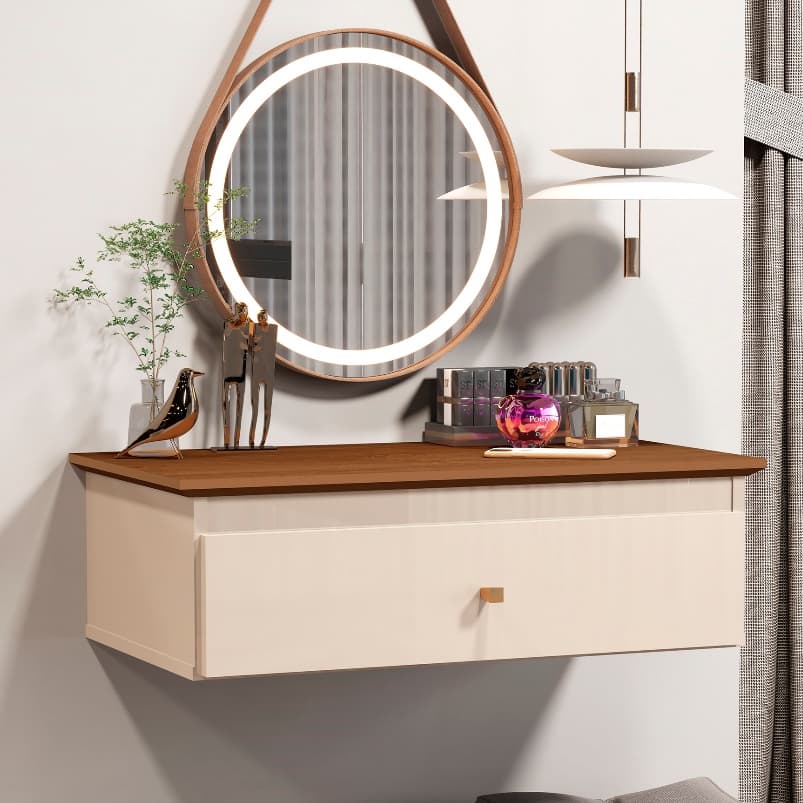 Penteadeira Suspensa com Gaveta Design Moderno, Compacta, Para Quarto, Home Office e Maquiagem