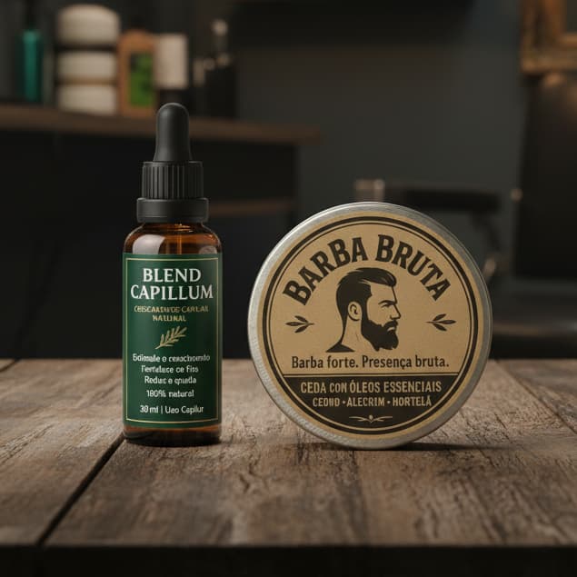 Kit Crescimento Cabelo e Barba: Blend Capillum 30ml + Cera Modeladora Barba Bruta 20g