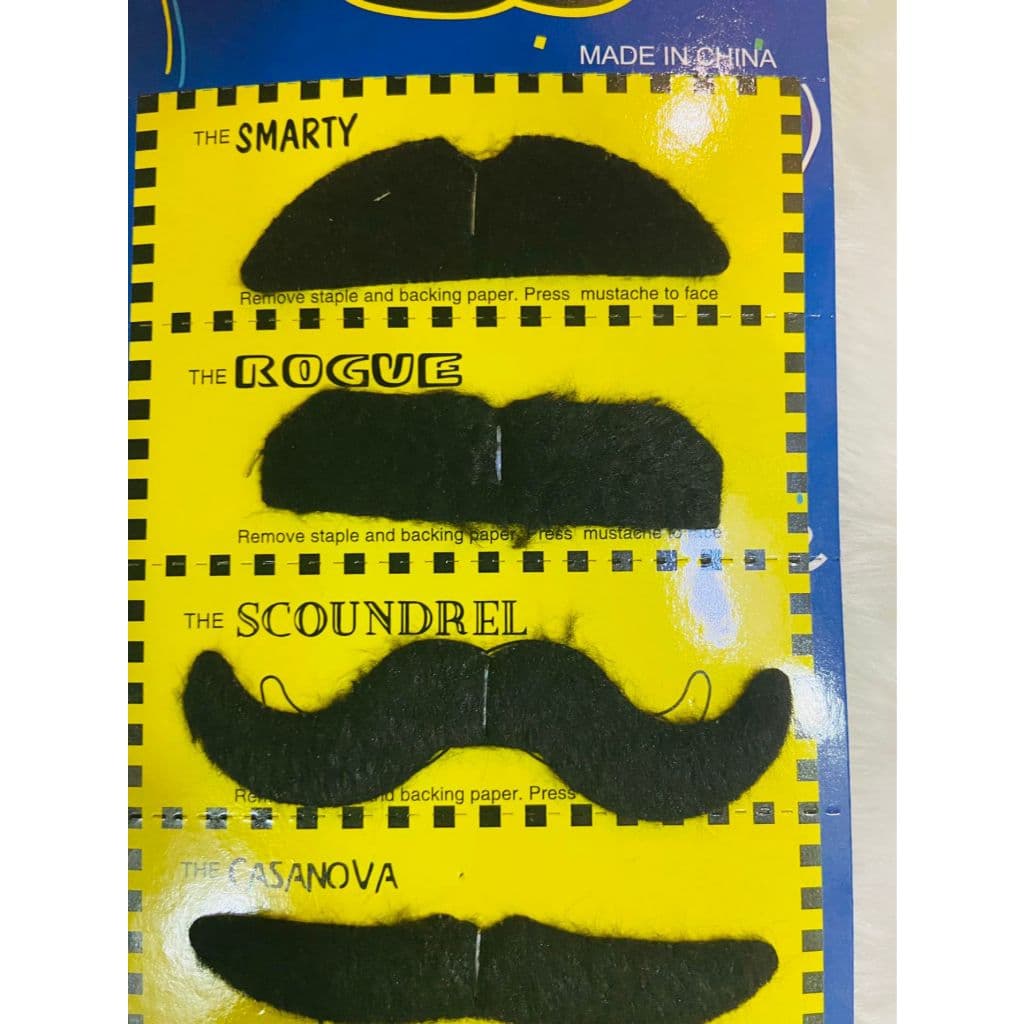 Bigode Falso Adesivo Festa Postiço Cartela 6 / 12 Unidades