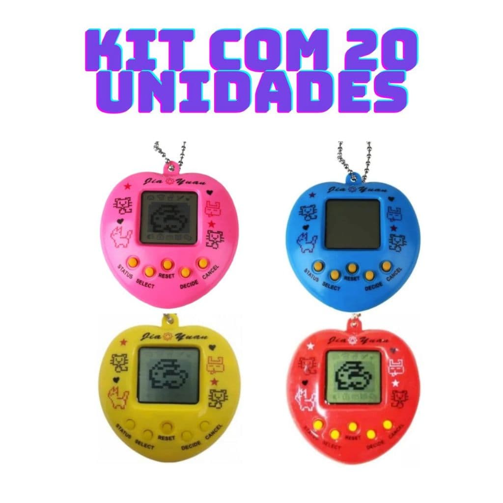 Kit 5/10/15/20 Bichinho Virtual Animais Brinquedo 168 Bichos Com Cordão Game Bichinho Virtual