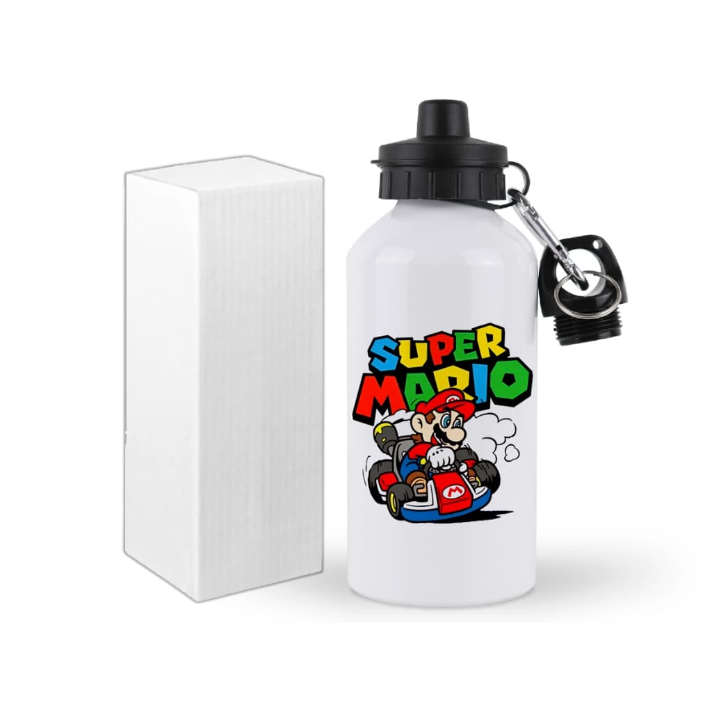 Garrafa Personalizada Alumínio Super Mario Squeeze de Água 600ml + Caixa Presente