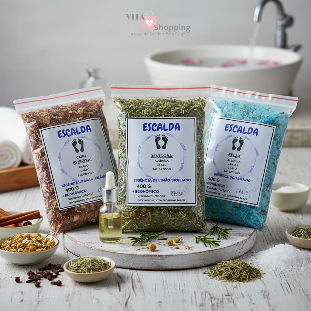 Escalda pés, Saúde dos pés, Kit Econômico - 1,2 kg - Efatá