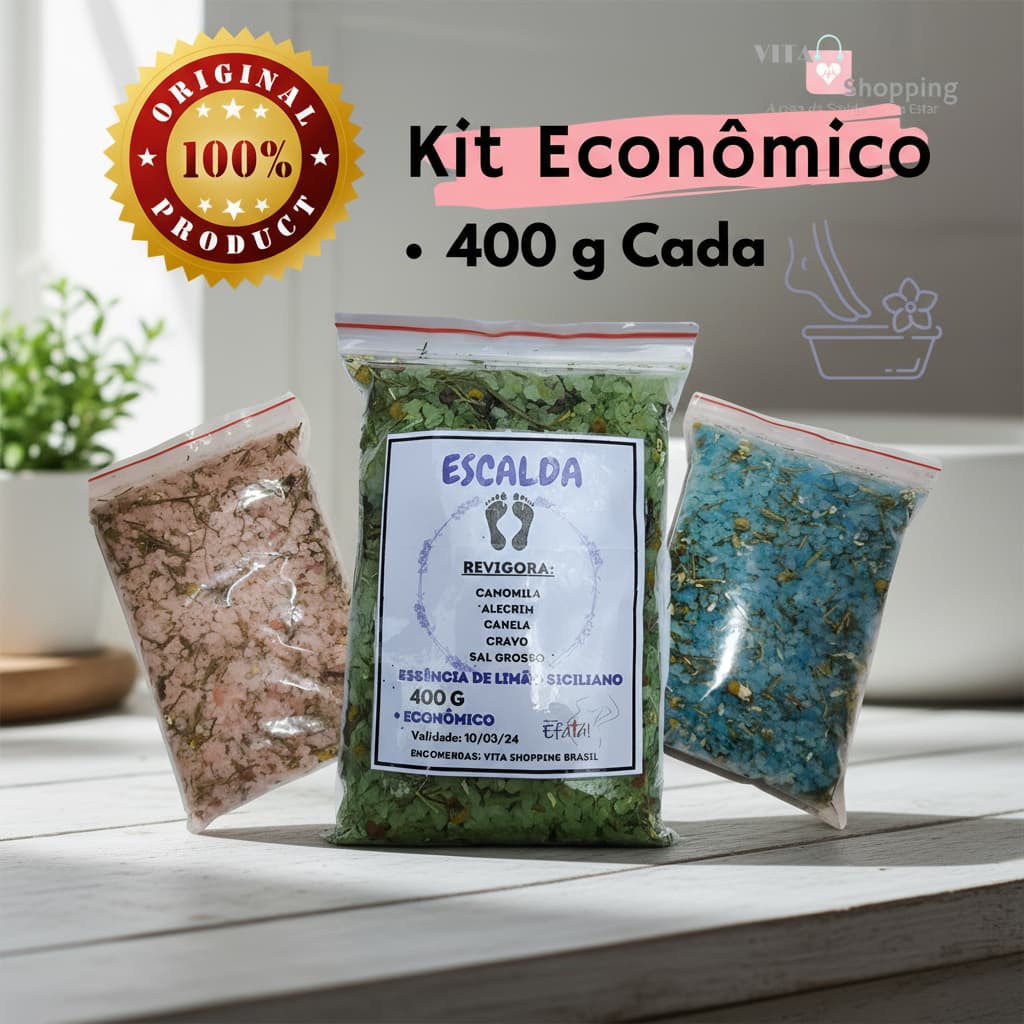Escalda pés Kit Econômico - 1,2 kg - Revigora, Relax e Potenza - Efatá
