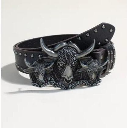 Cinto Estilo Rock Country Cowboy com Fivela Três Touros