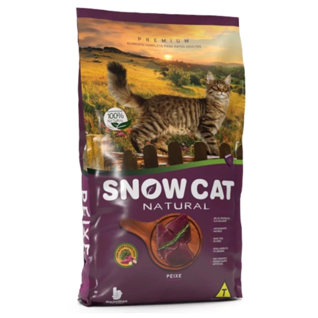 Ração Snow Cat Premium Natural para Gatos Adultos Sabor Peixe 10,1kg