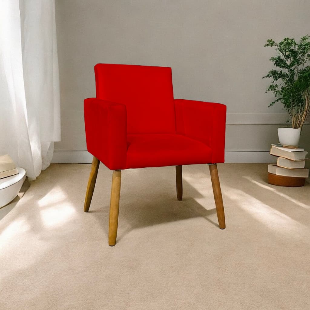 Poltrona para Sala Nina Reforçada Suede Premium Pés Palito