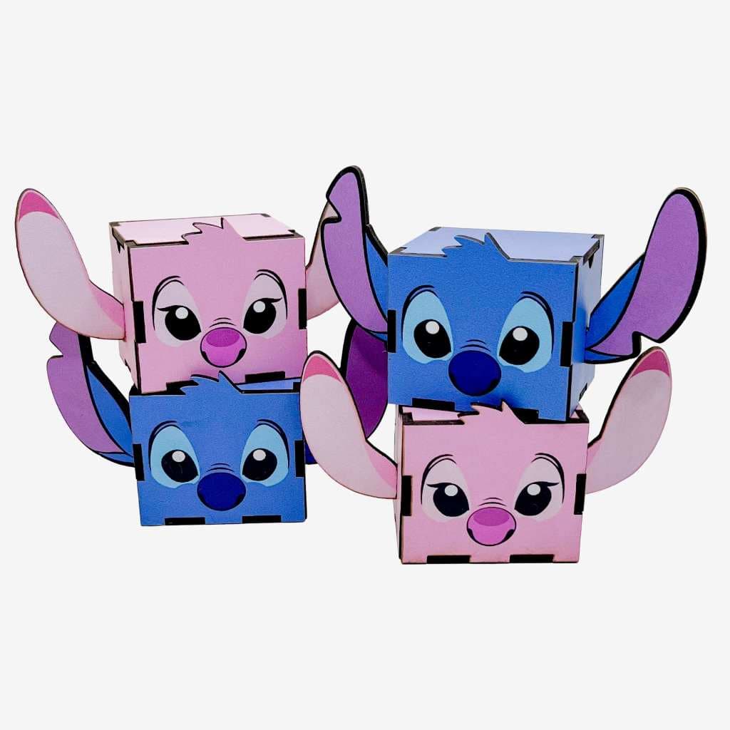 5/10/15/20PCS Mini Cubos Stitch Em MDF - Lembrancinha Porta Bombom Caixinha
