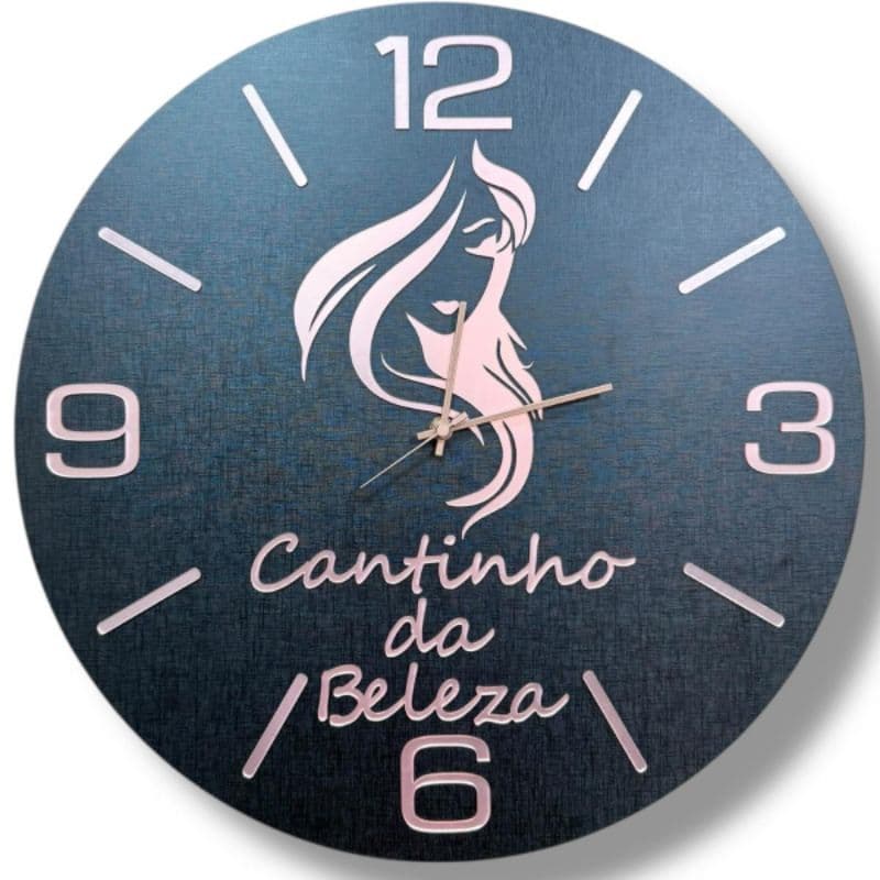 RELÓGIO DE PAREDE 50CM PRETO, CANTINHO DA BELEZA, CARDINAIS E PERSONALIZAÇÃO ROSÉ.
