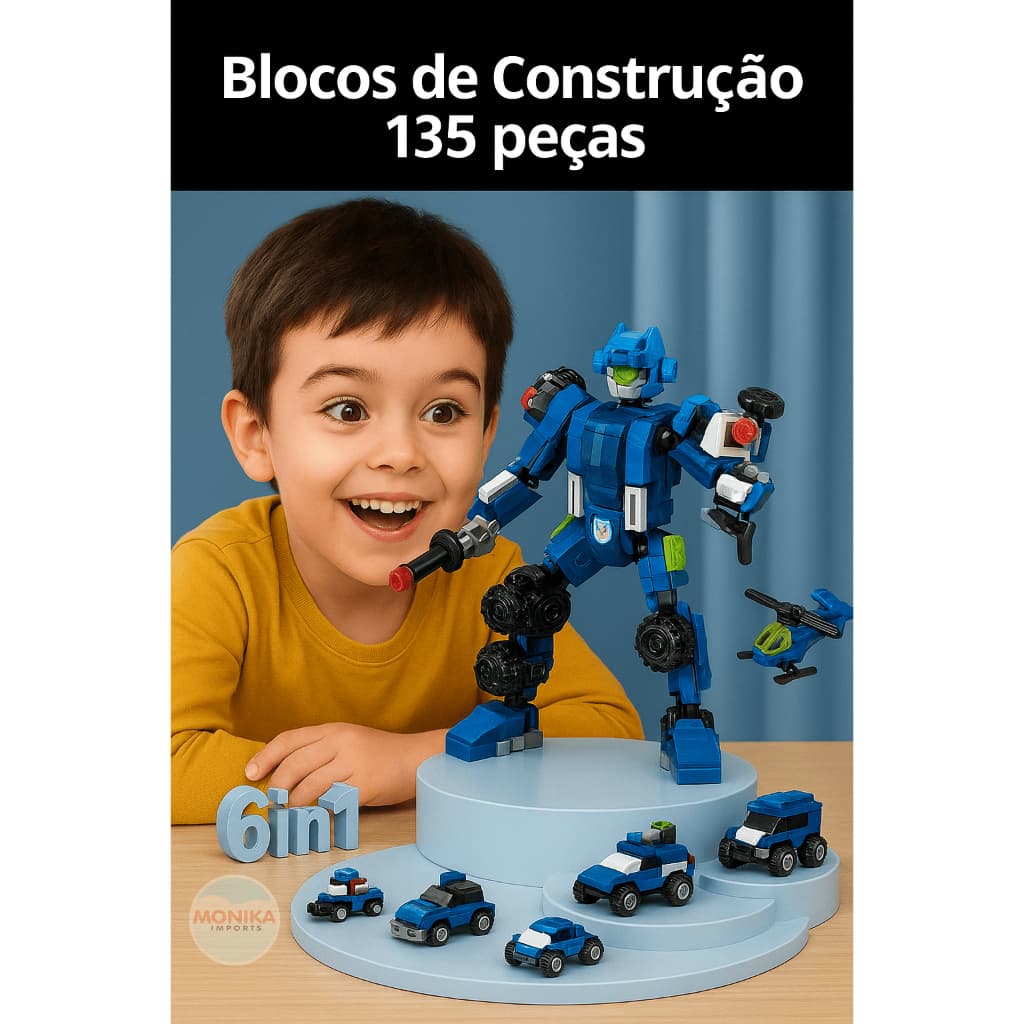Blocos De Construção Brinquedo Carros Da Polícia 6 em 1 135 peças - Monte você mesmo