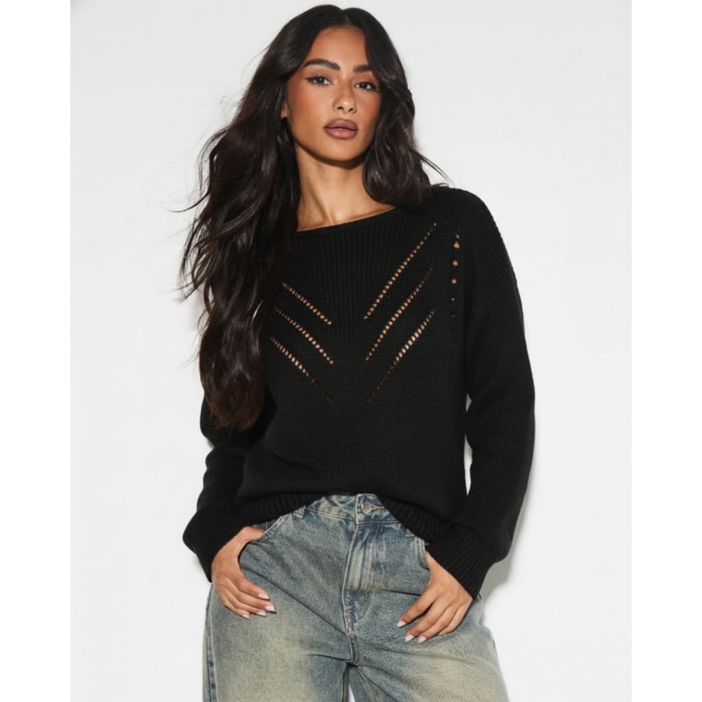 Sueter Feminino Manga Longa Blusa Tricot Detalhe V blusa