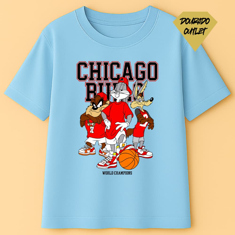 Camisa Masculina streetwear 100% Algodão Estampada CHICAGO BULS Camisa Unissex Premium