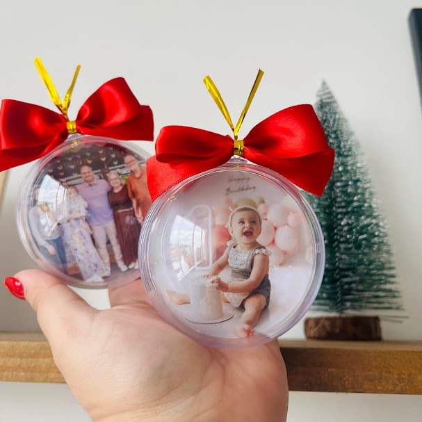 kit 10 Bolinhas de Natal Personalizada com Foto | Decoração de Árvore | Lembrancinha Personalizada de NATAL
