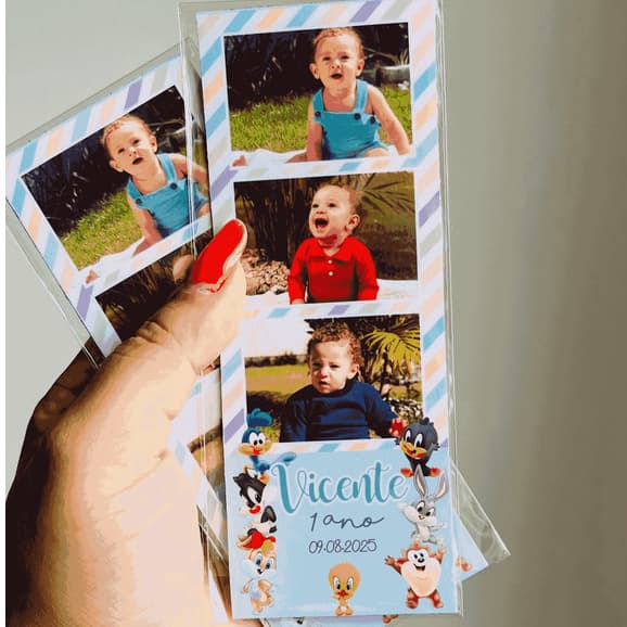 Ímã Tirinha de 3 Fotos Polaroid Personalizado | Foto Lembrança | Criamos Novos Temas | Baby Looney Tunes