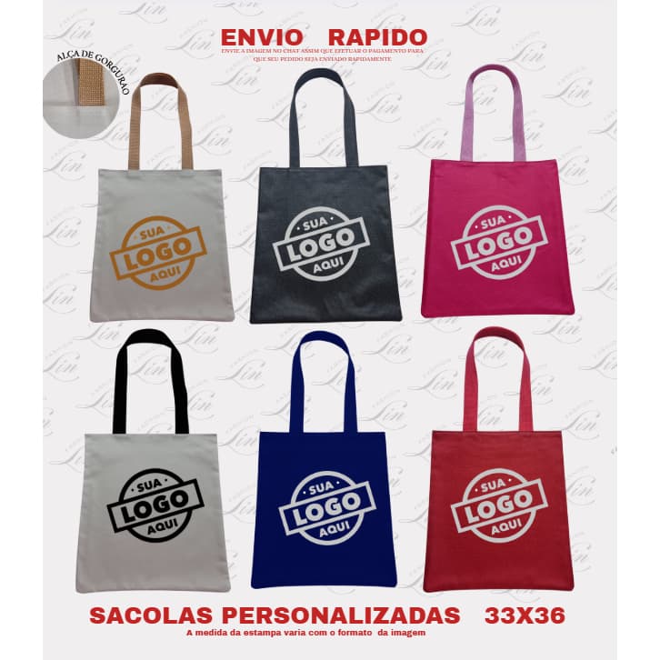 KIT 22 SACOLAS BAG PERSONALIZADAS  33X36