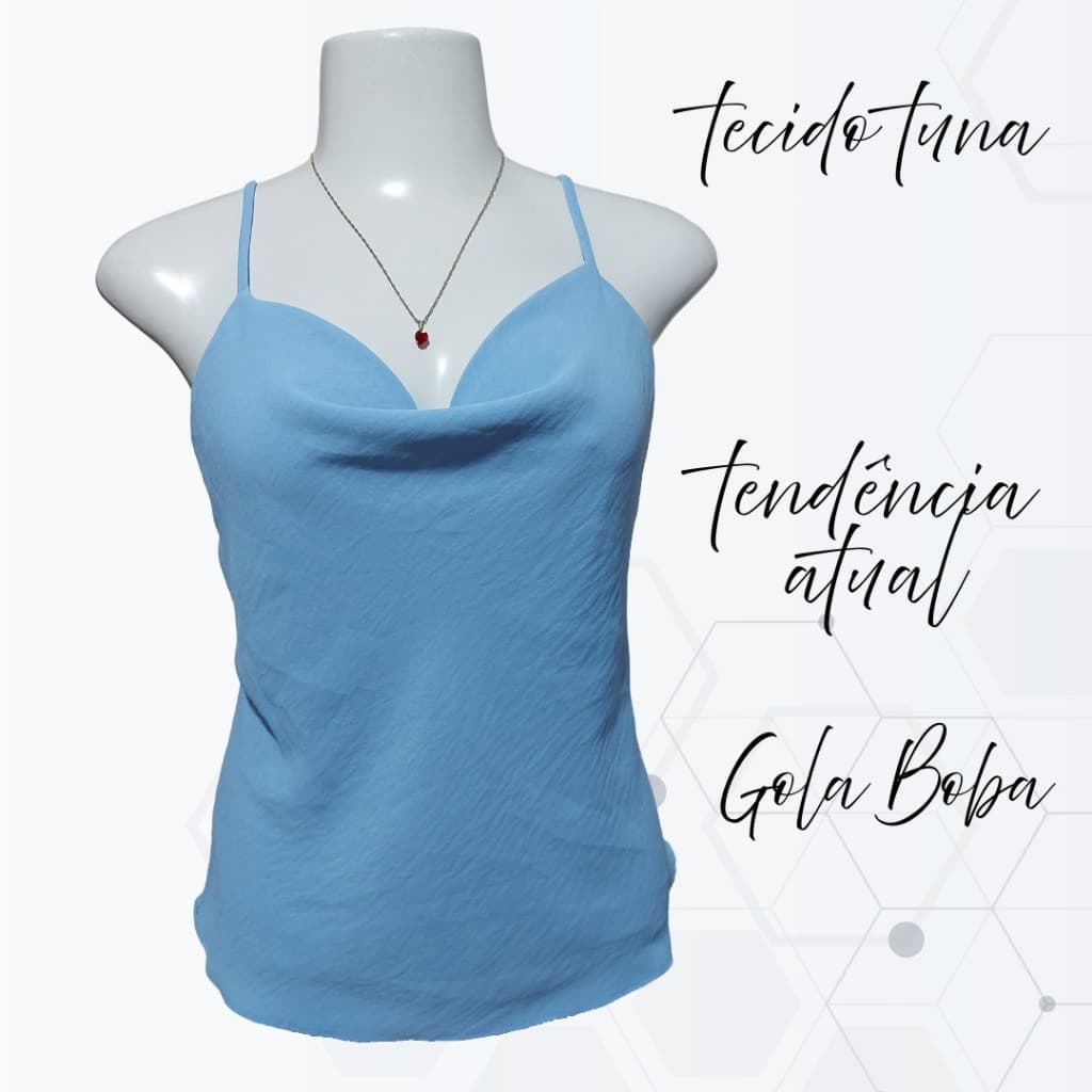 Blusa Regata feminina-Gola Boba 2025/Alças finas e ajustáveis