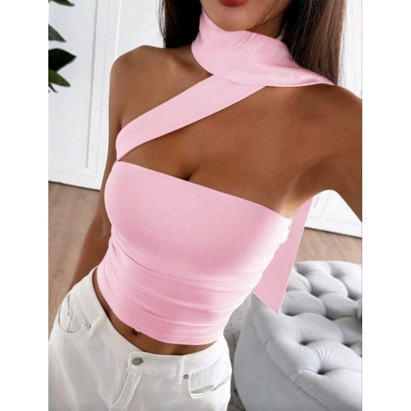 Cropped Faixa com Gola Halter Cruzada Cropped tomara que caia faixa cropped tomara que caia várias formas
