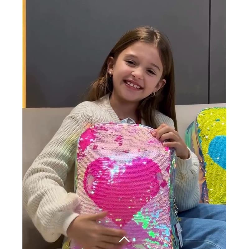Mochila Infantil Impermeavel Lantejoulas Holograficas Coloridas Resistente Duravel