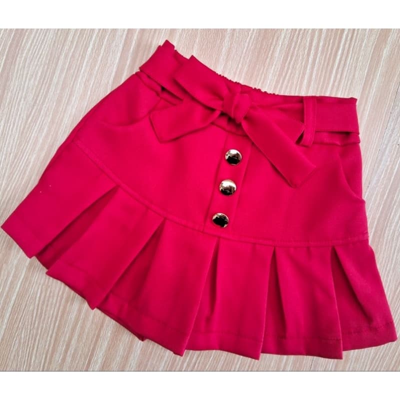 Shorts saia infantil vermelho look de natal para meninas